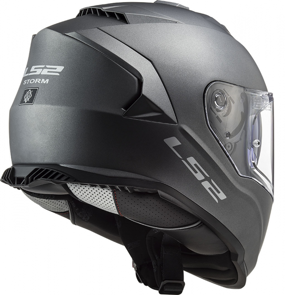 LS2 Motorradhelm FF800 STORM SOLID MATT TITANIUM, Größe L – Polycarbonat, Integriertes Sonnenvisier, Kratzfestes Visier, Microlock-Verschluss